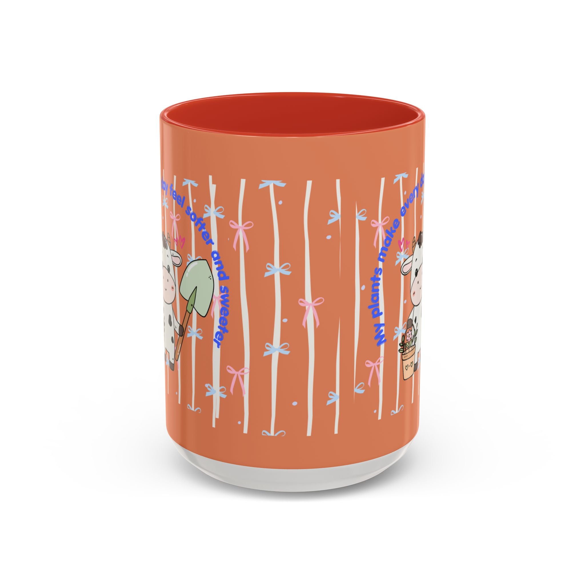 Cow Gardener Coffee Mug — Cute Cow with Shovel & Plant Pot Accent Mug (11/15oz)