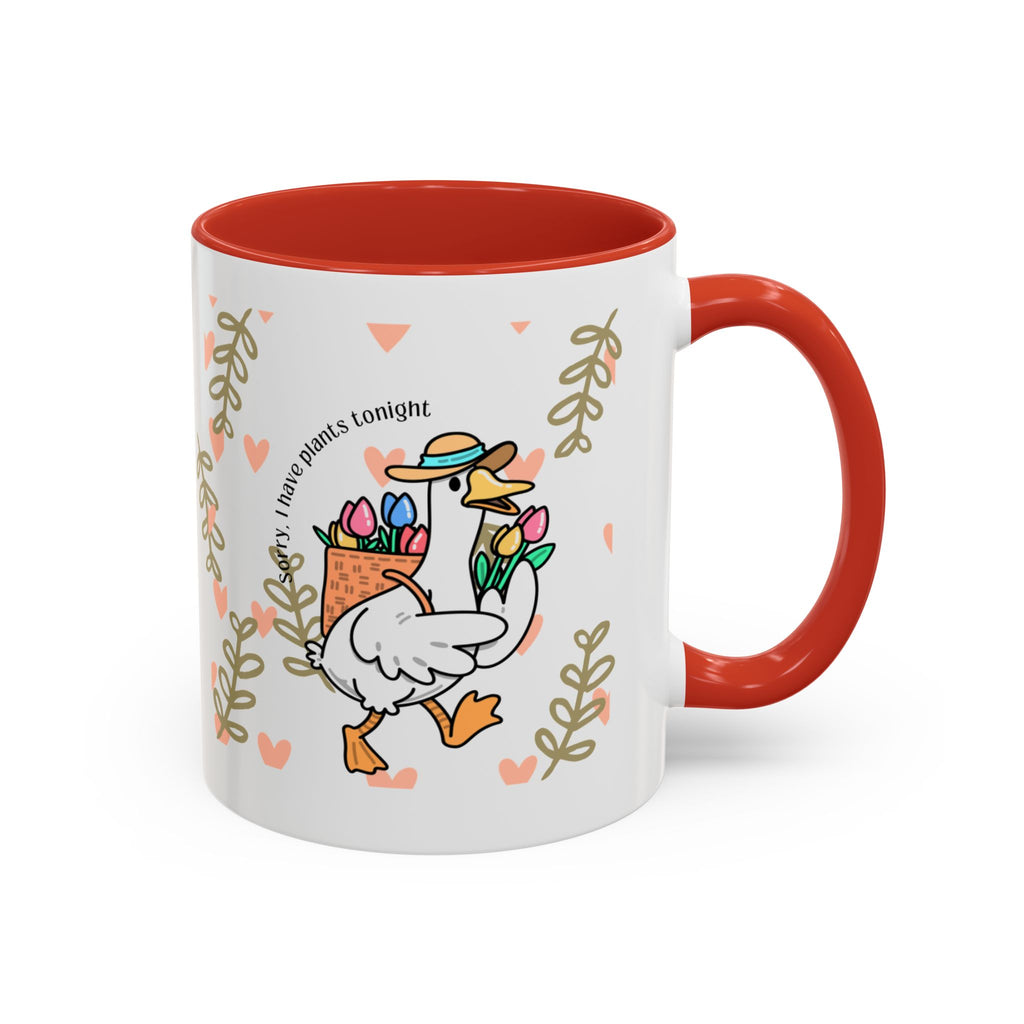 Coffee Mug — Cute Duck Carrying Plants “I Have Plants Tonight” Accent Mug