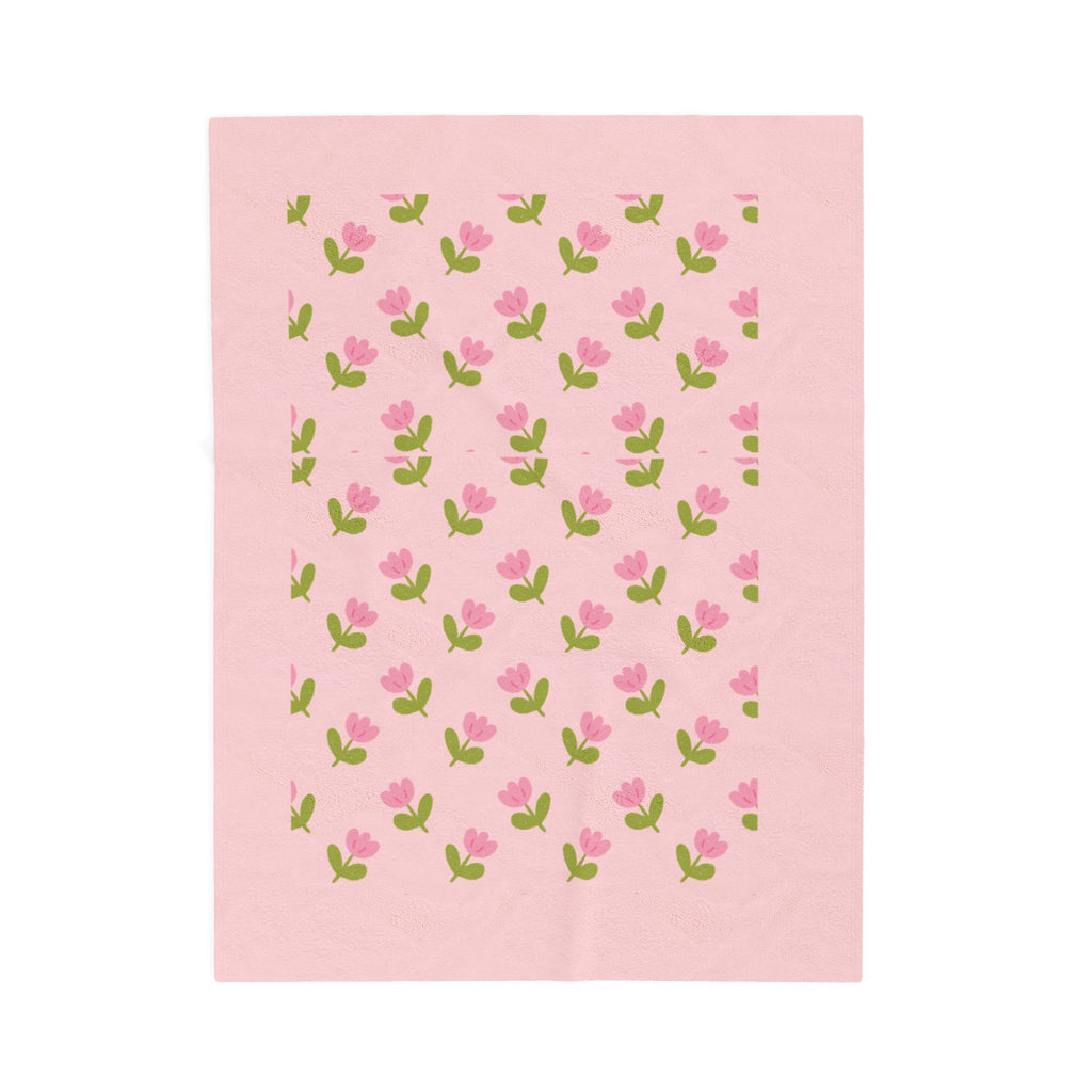 Pink Floral Velveteen Plush Blanket – Soft Rose Pattern Throw for Nursery, Gifts & Cozy Home