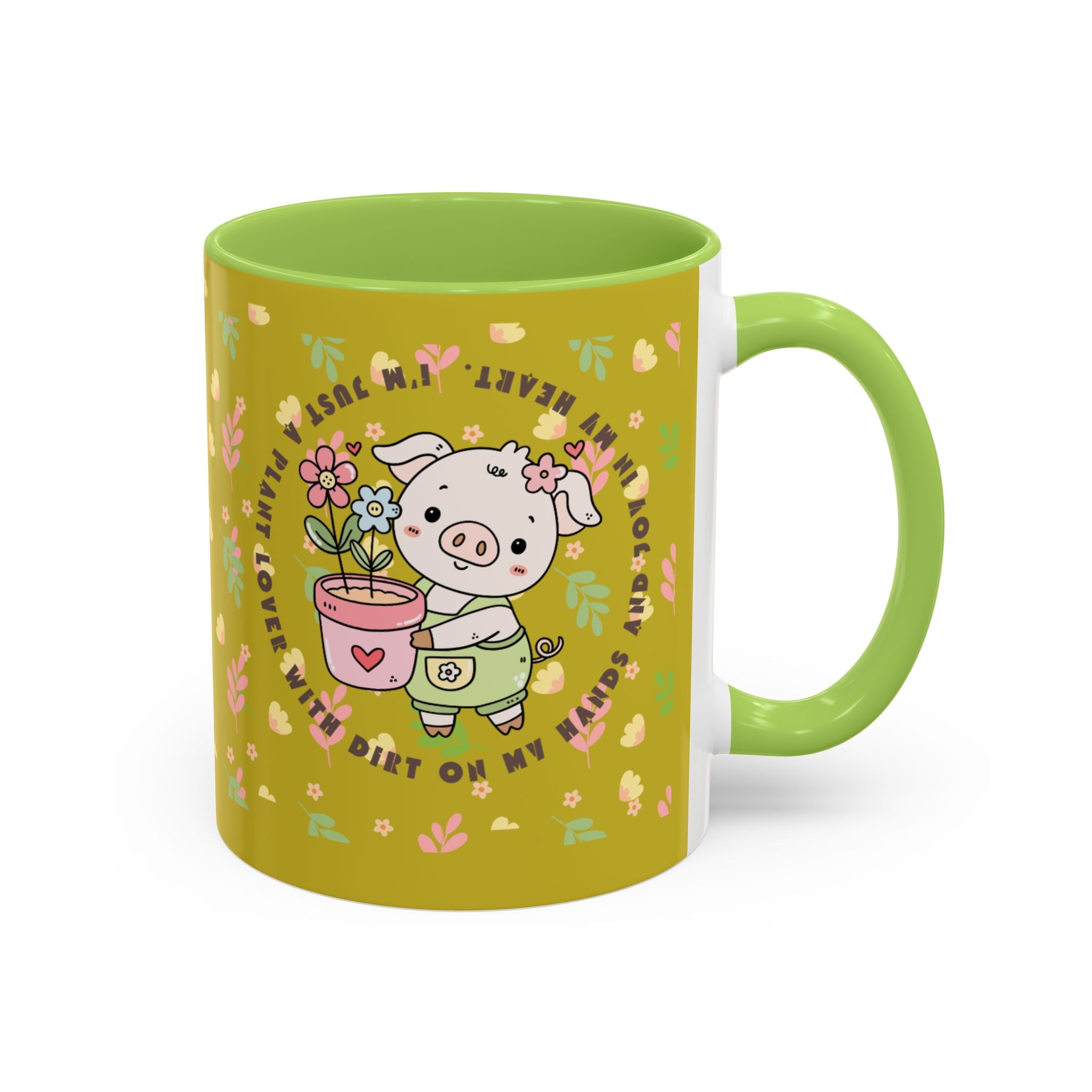 Cute Piglet Gardening Coffee Mug — "My Heart Is In The Dirt" Accent Mug