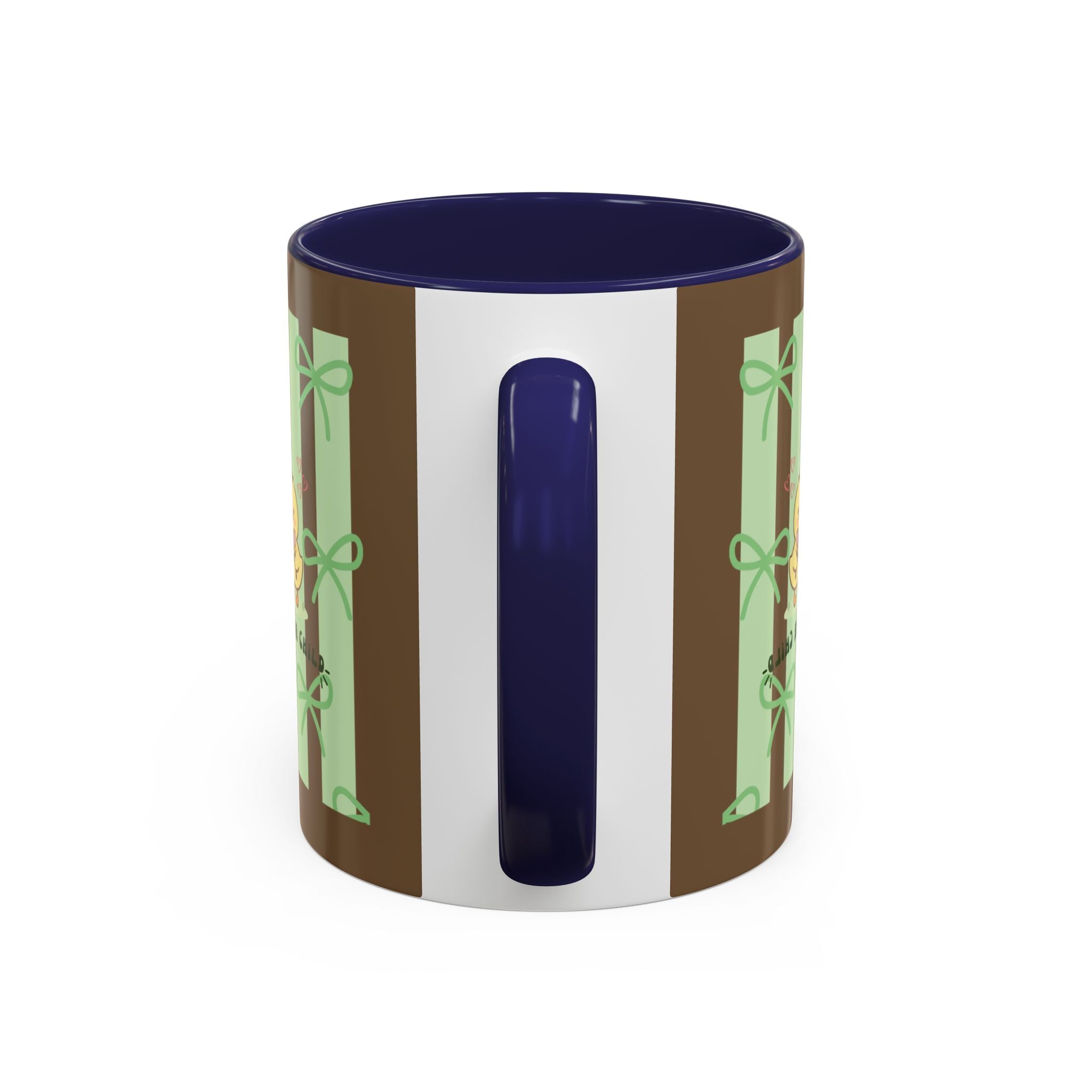 Cute Pig & Chick Accent Coffee Mug — Pastel Stripes, Charming Kawaii Tea/Coffee Cup
