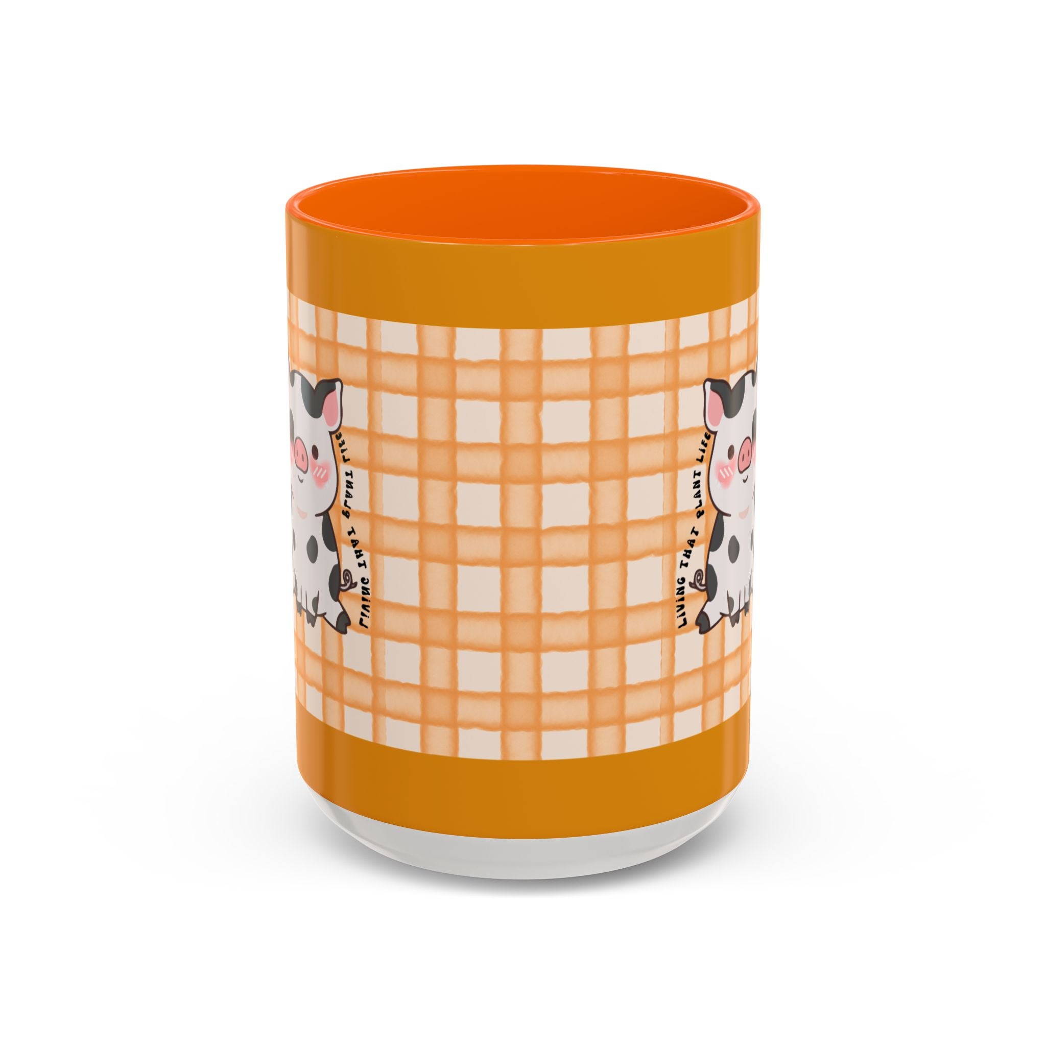 Cute Cow Plaid Accent Coffee Mug — Farmhouse Daisy Cow Design (11/15oz)