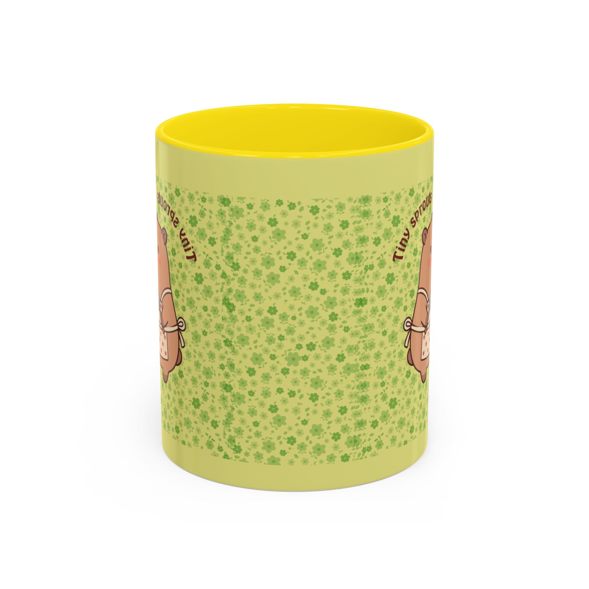 Cute ‘Tiny Sprouts’ Accent Coffee Mug – Kawaii Garden Capybara Design (11/15 oz)