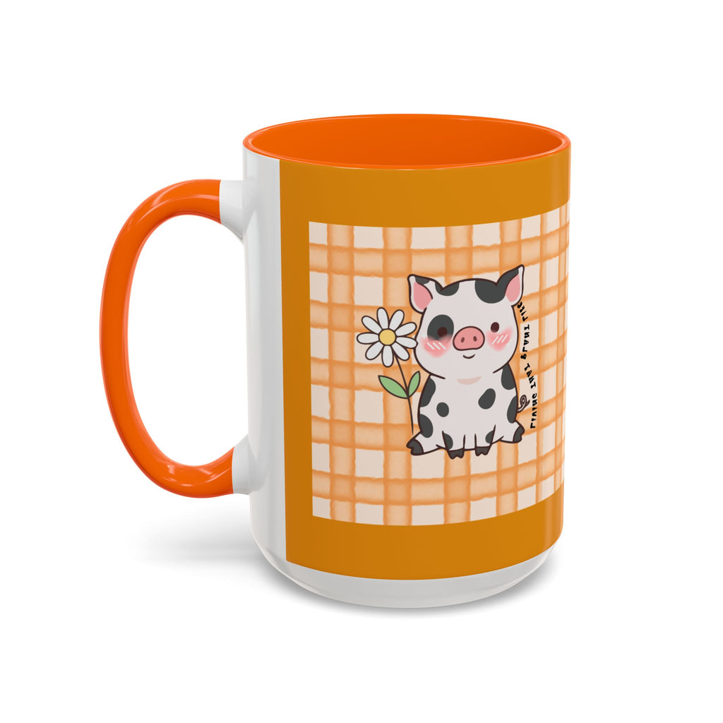 Cute Cow Plaid Accent Coffee Mug — Farmhouse Daisy Cow Design (11/15oz)