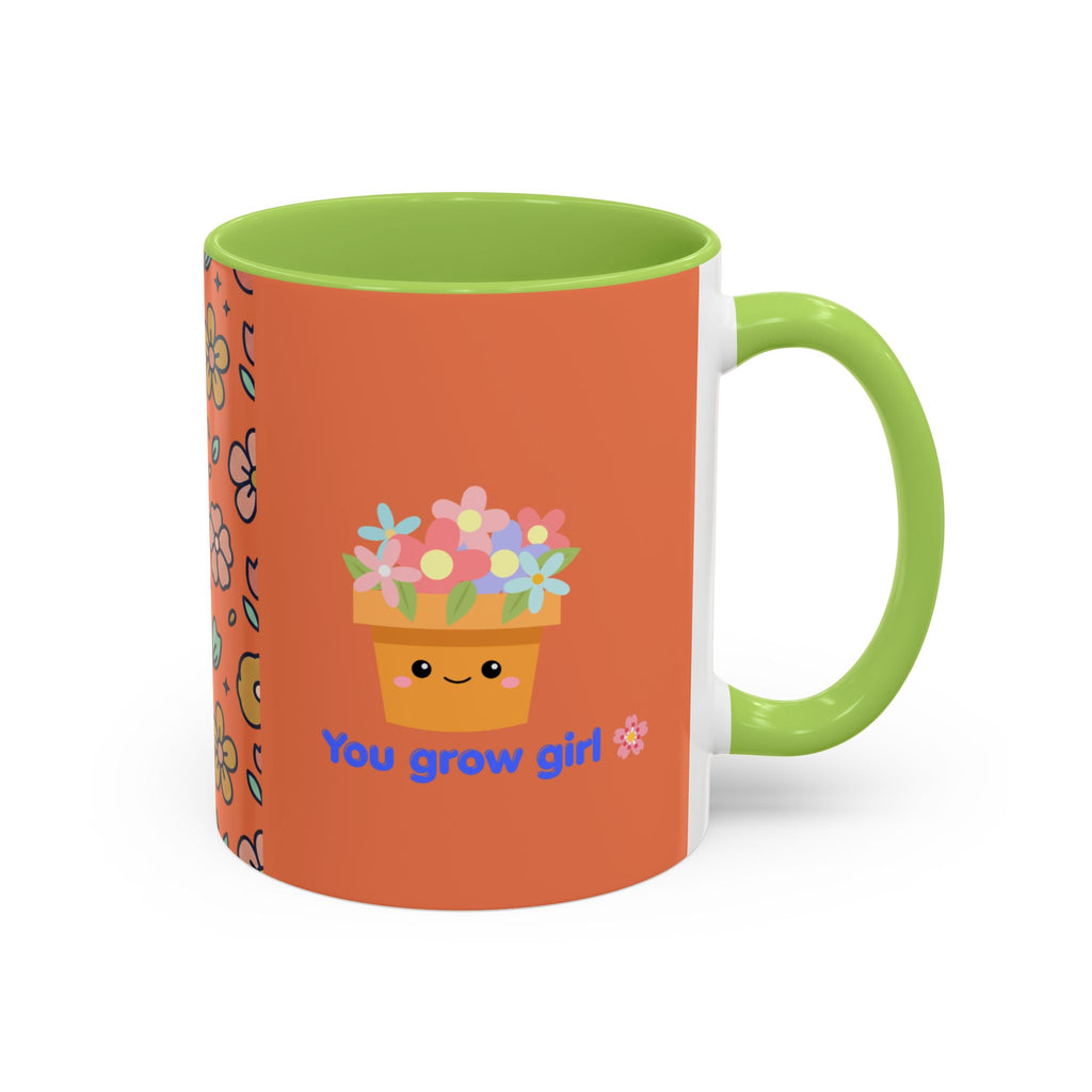 You Grow Girl Floral Coffee Mug — Cute Flower Pot Accent Mug (11oz)