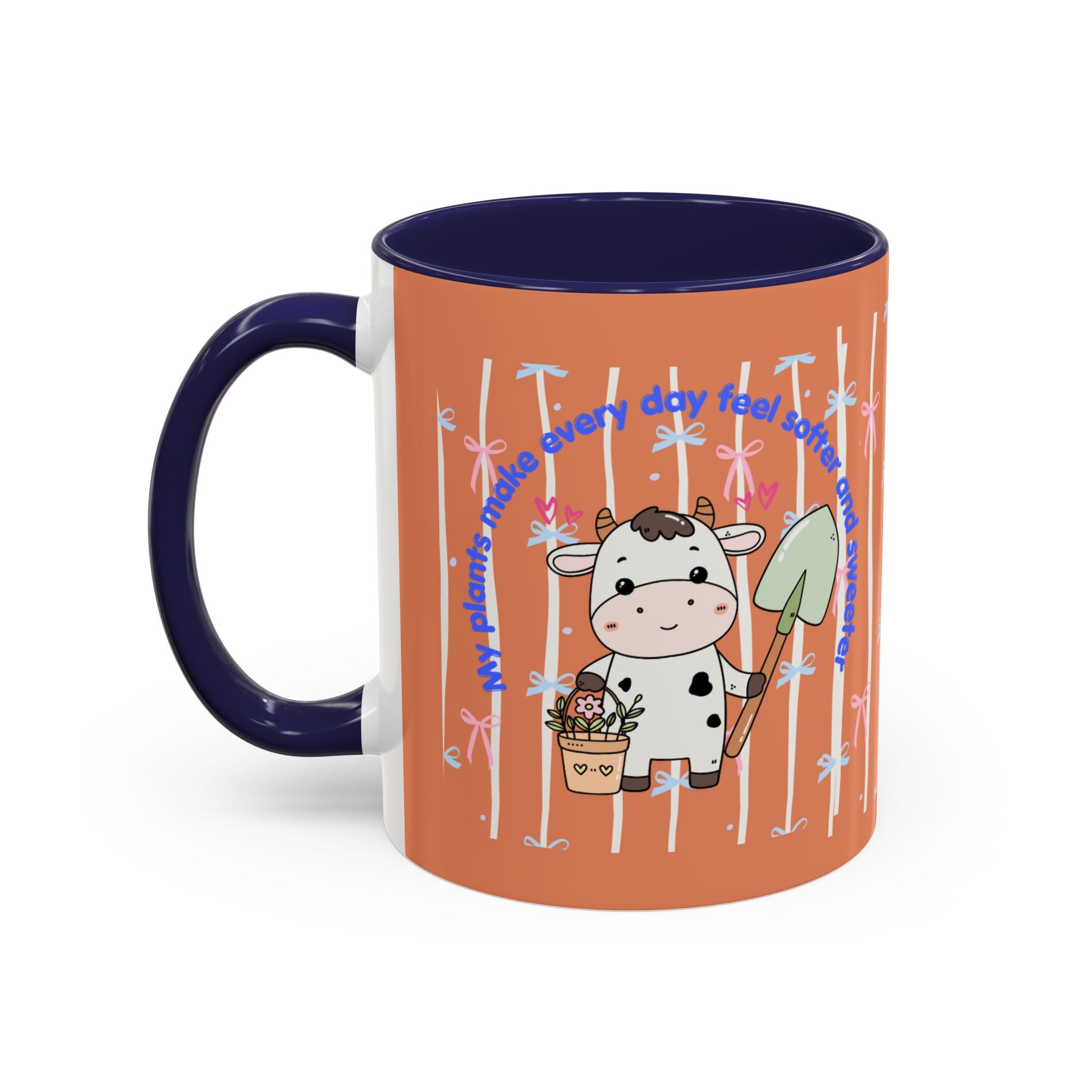 Cow Gardener Coffee Mug — Cute Cow with Shovel & Plant Pot Accent Mug (11/15oz)