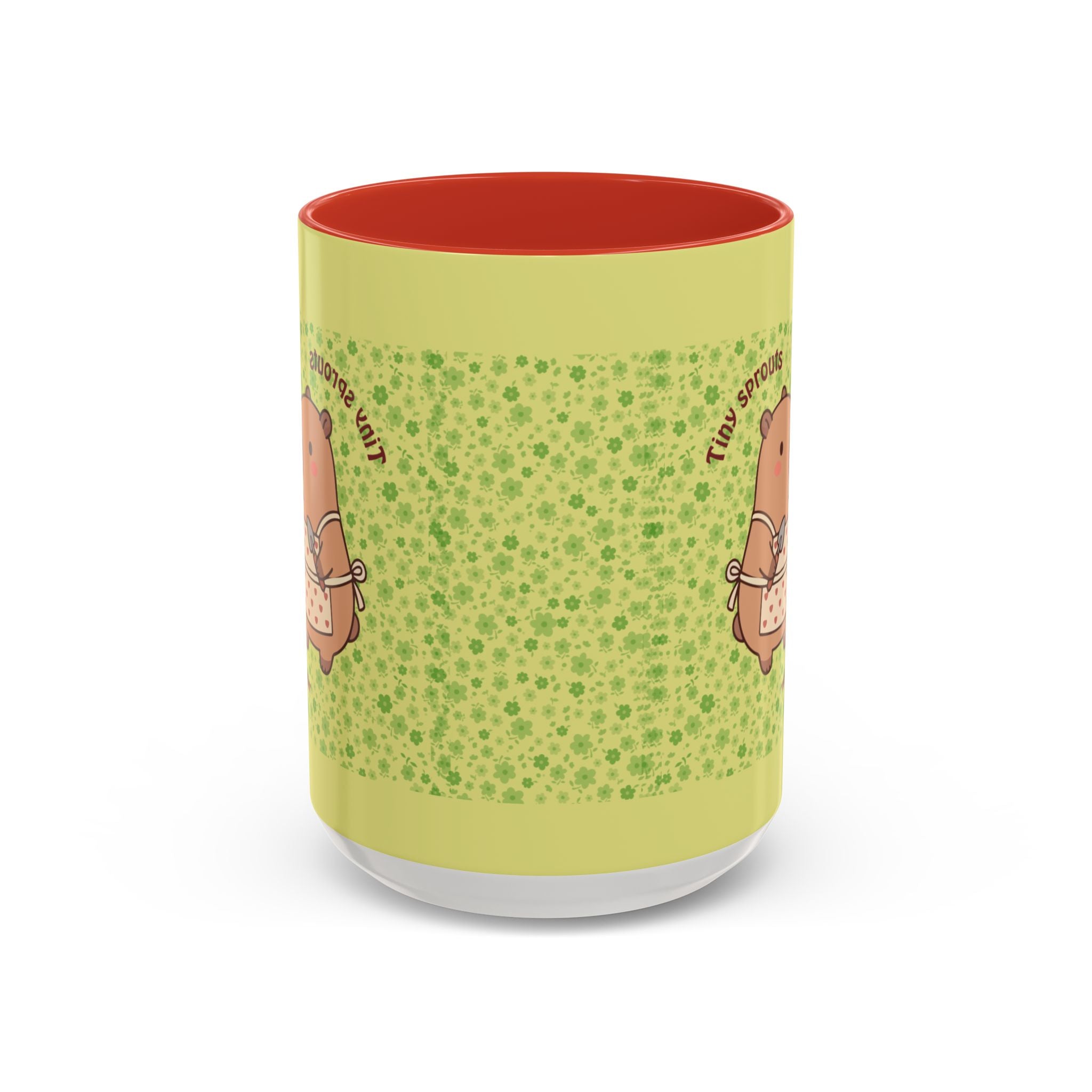 Cute ‘Tiny Sprouts’ Accent Coffee Mug – Kawaii Garden Capybara Design (11/15 oz)