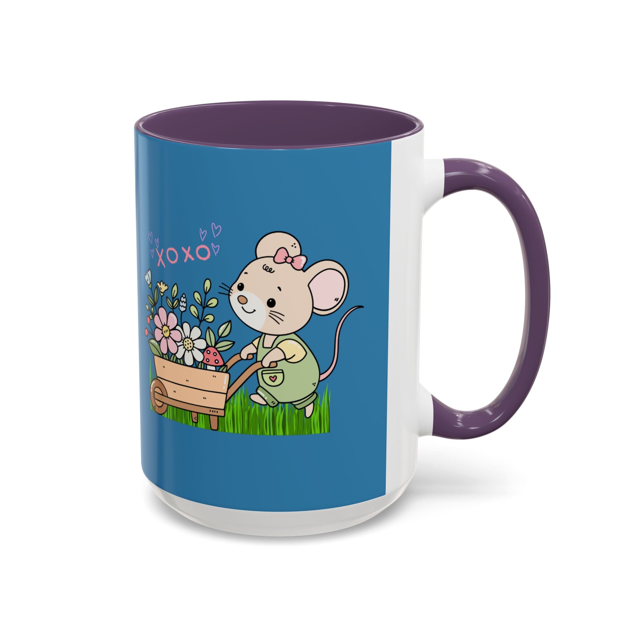 Cute Mouse Floral Coffee Mug — 'XOXO' Accent 11/15oz