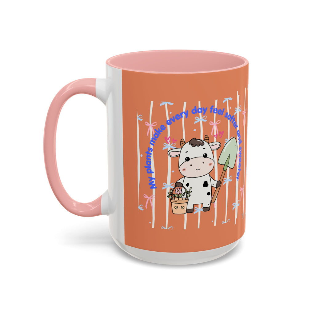 Cow Gardener Coffee Mug — Cute Cow with Shovel & Plant Pot Accent Mug (11/15oz)
