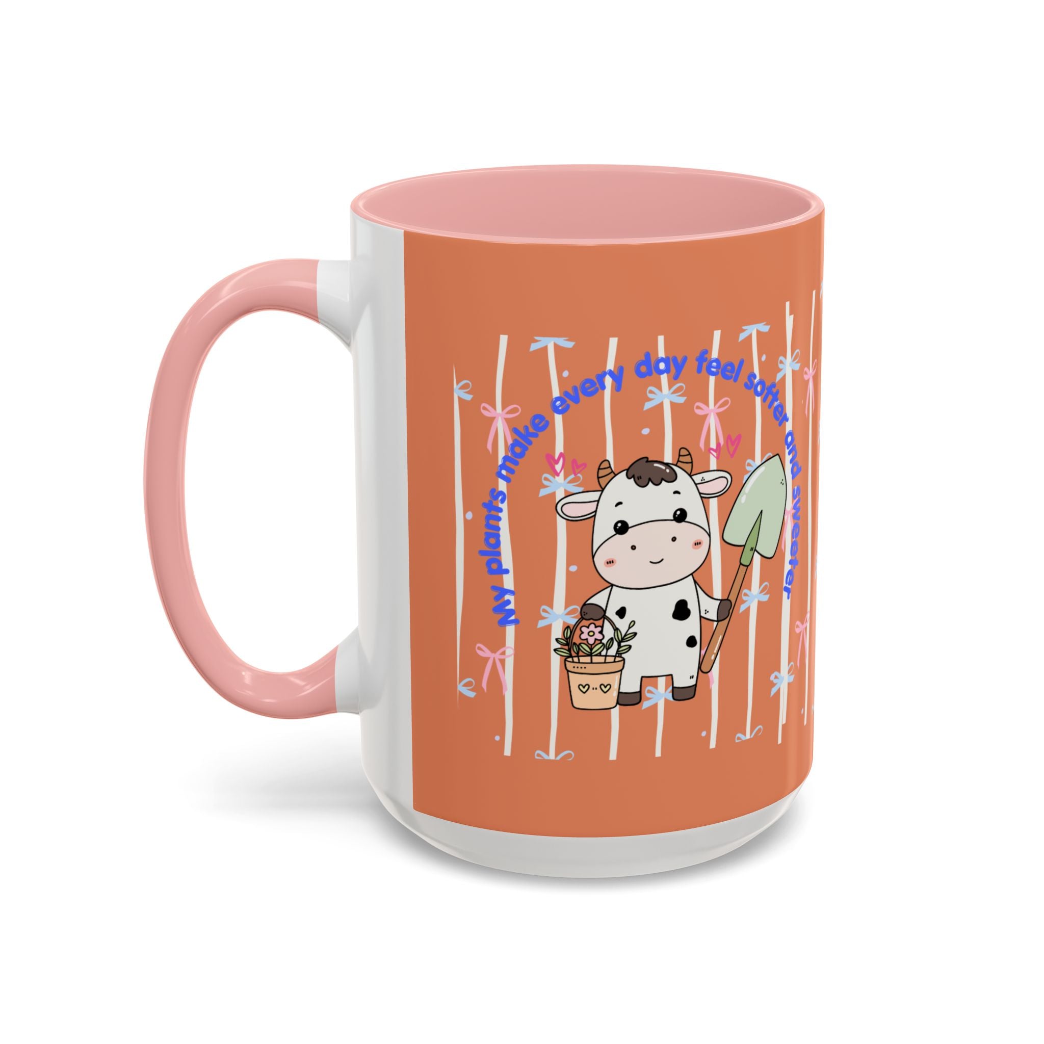 Cow Gardener Coffee Mug — Cute Cow with Shovel & Plant Pot Accent Mug (11/15oz)