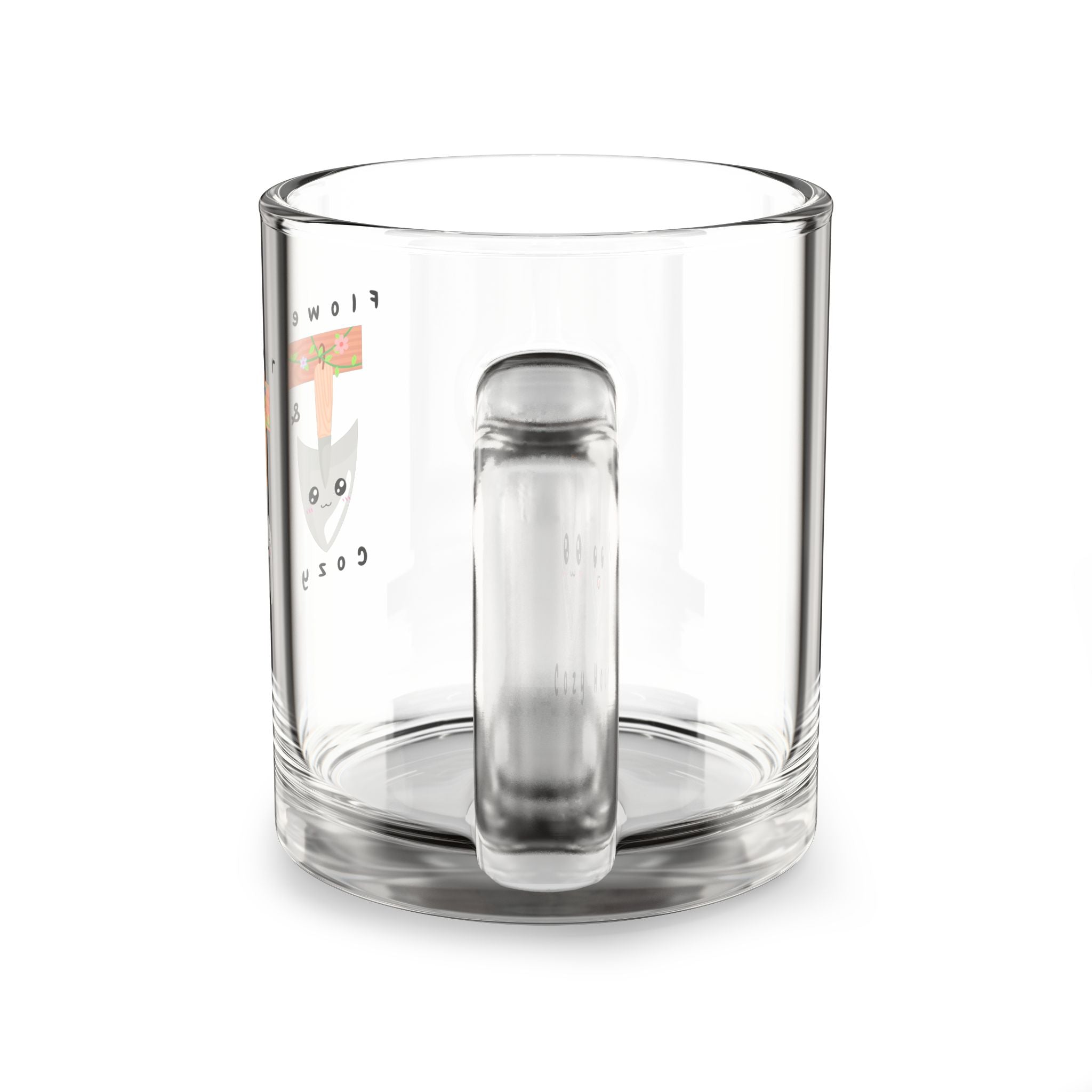10oz Glass Mug — Cute Gardening Utensils “Flower Power” Coffee Mug
