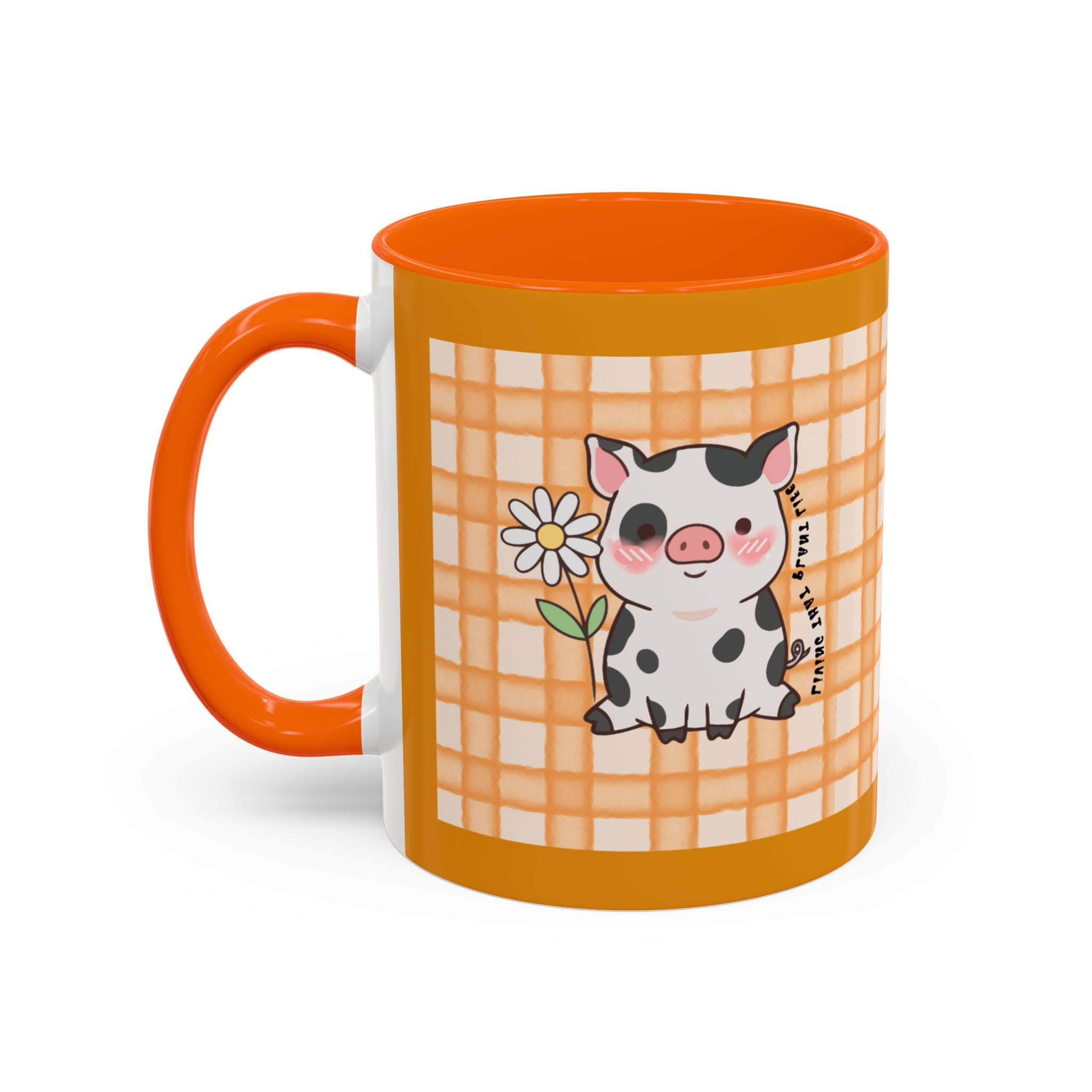 Cute Cow Plaid Accent Coffee Mug — Farmhouse Daisy Cow Design (11/15oz)