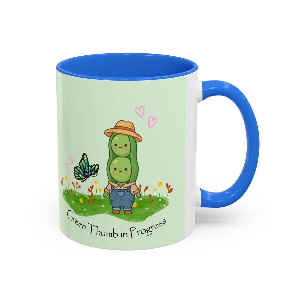 Garden Pea Mug — "Green Thumb in Progress" Cute Plant Lover Coffee Cup