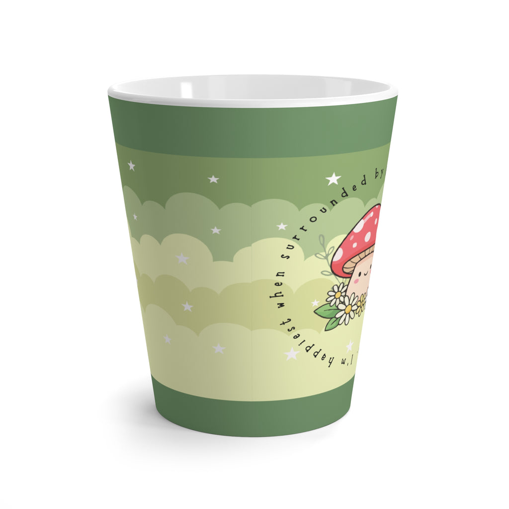 Latte Mug — Cute Mushroom & Daisy Morning Coffee Cup