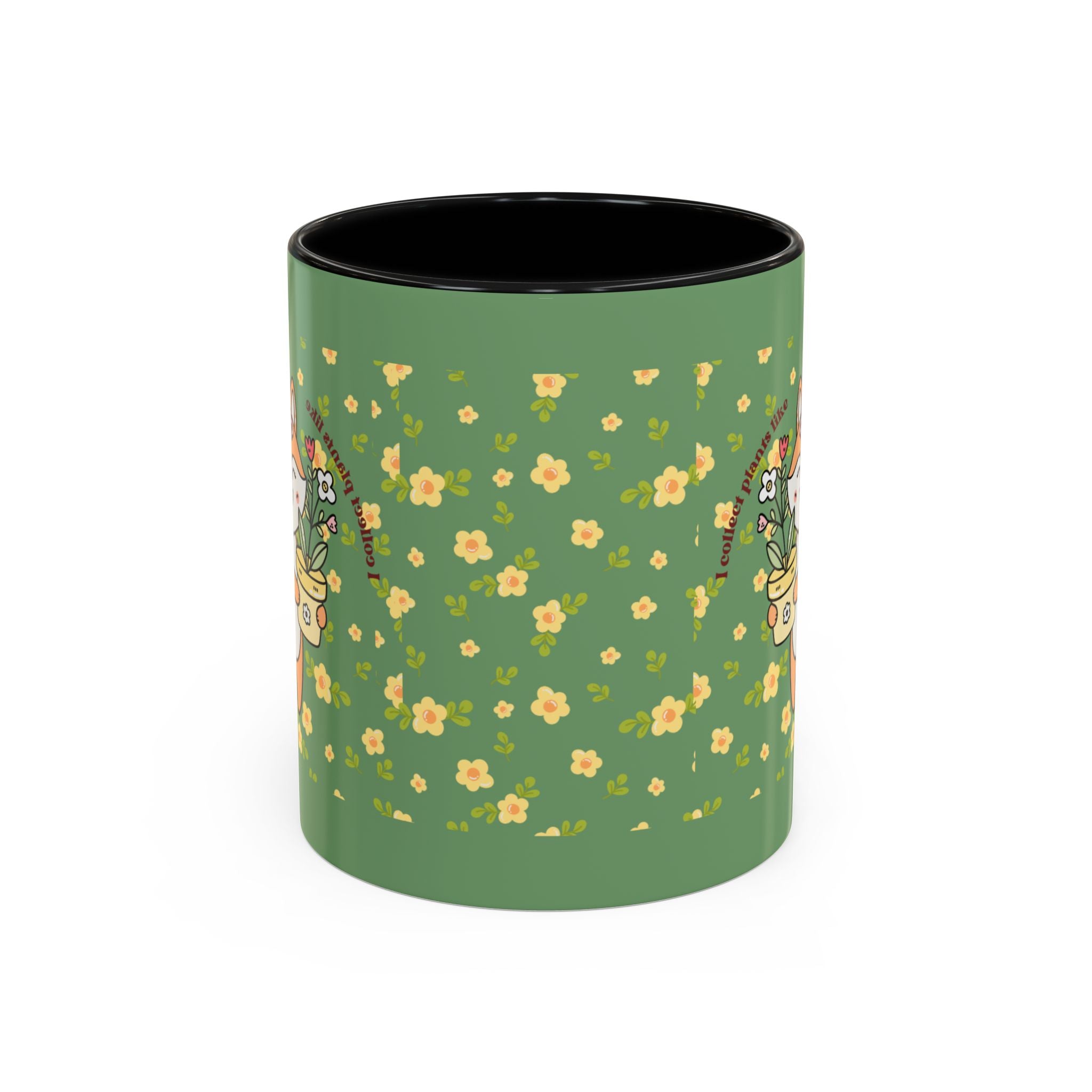 Cute Fox Floral Coffee Mug – Cute Fox Holding Potted Plant Accent Mug