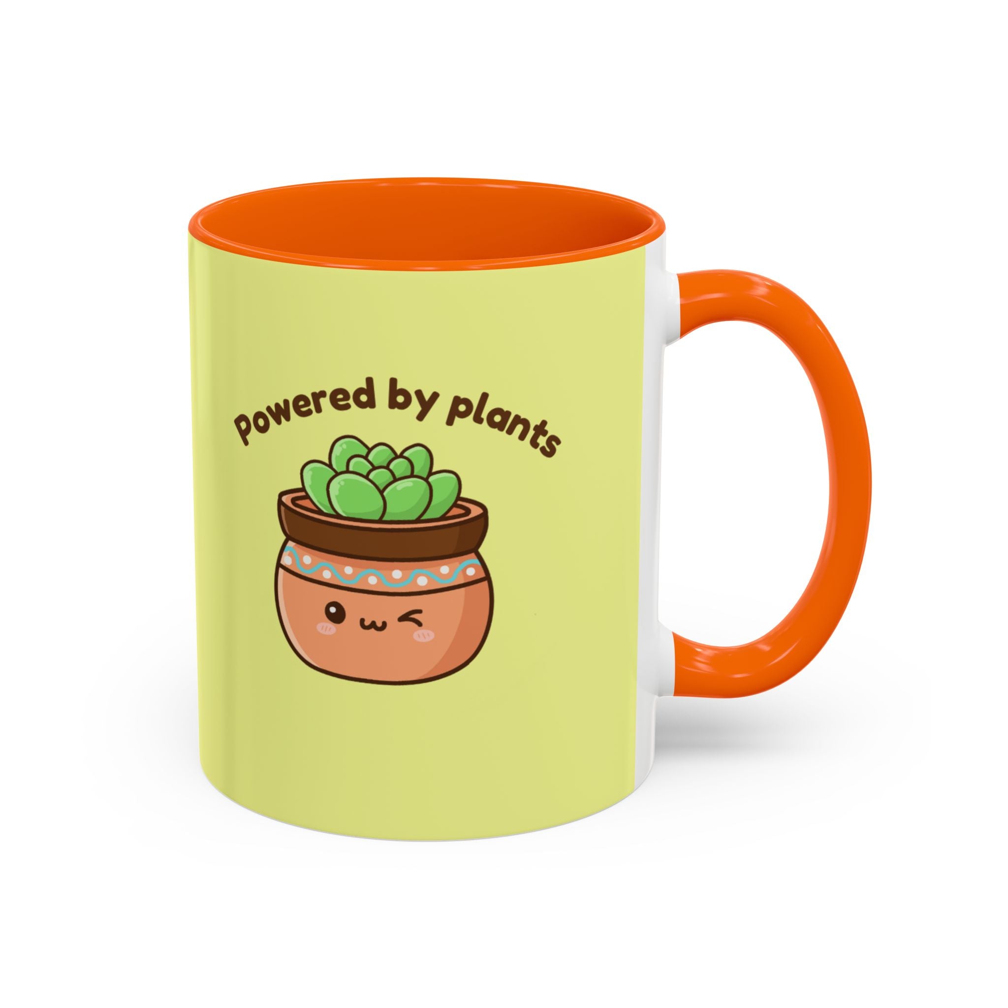 Powered by Plants Succulent Coffee Mug – Cute Kawaii Plant Lover Gift (11/15oz)