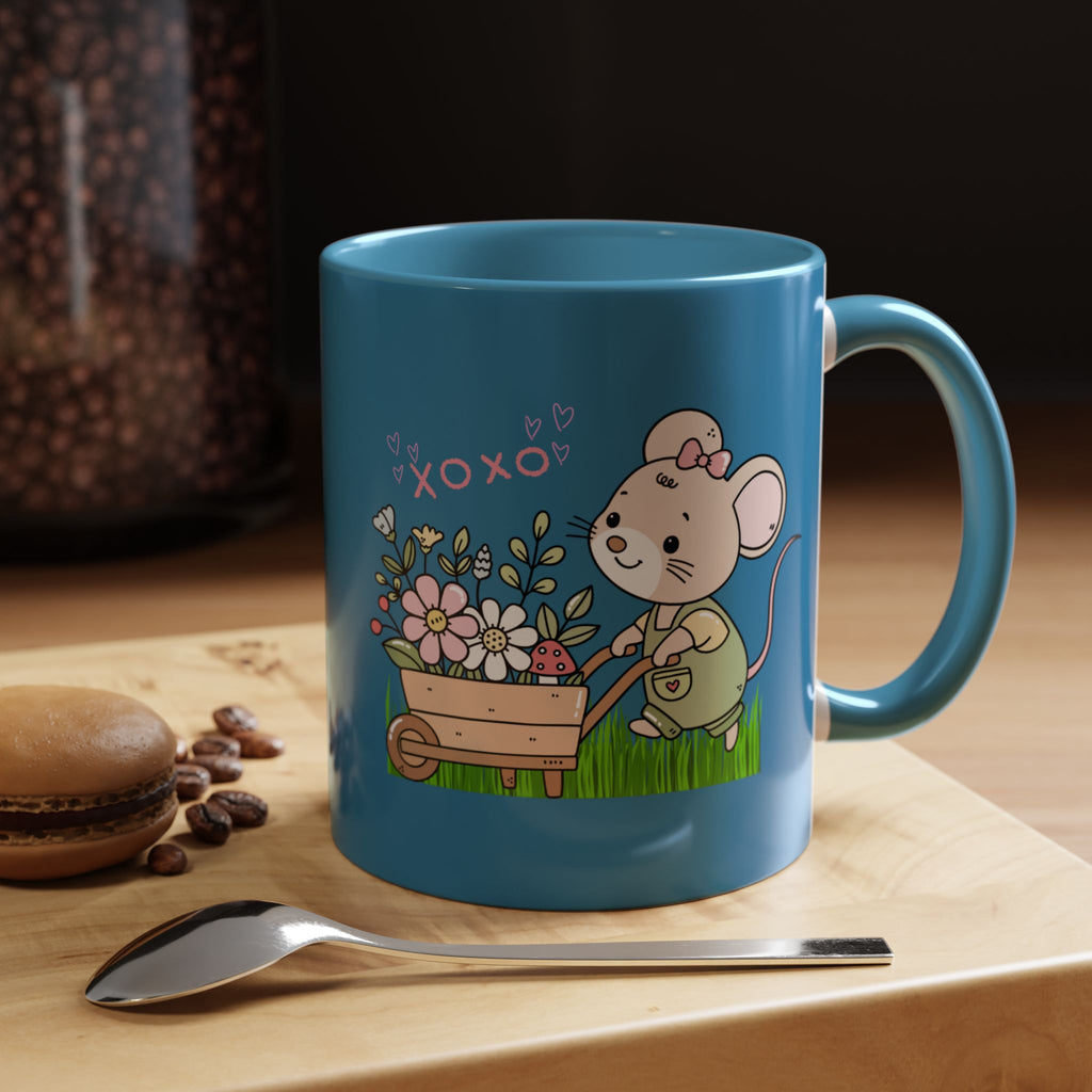 Cute Mouse Floral Coffee Mug — 'XOXO' Accent 11/15oz
