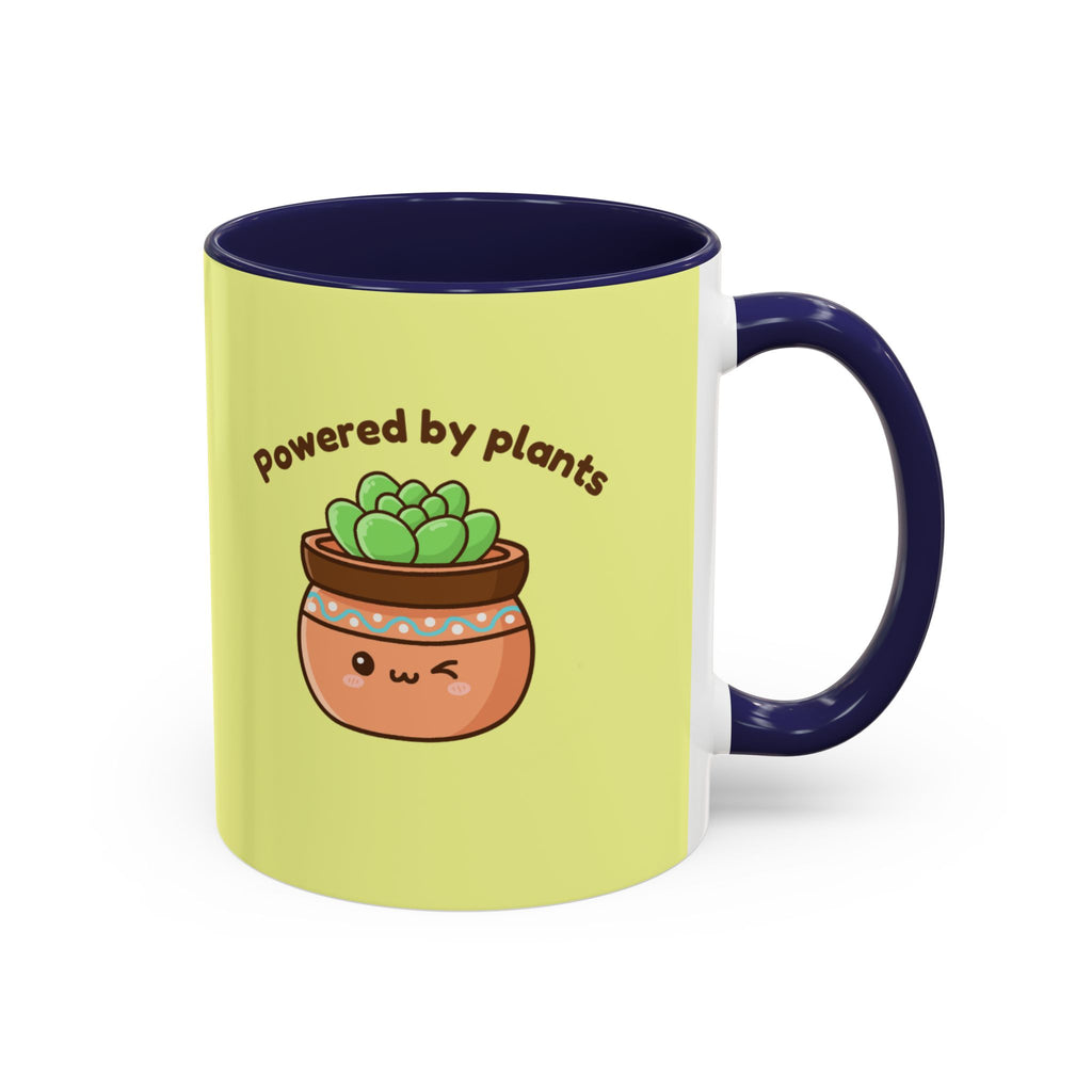Powered by Plants Succulent Coffee Mug – Cute Kawaii Plant Lover Gift (11/15oz)