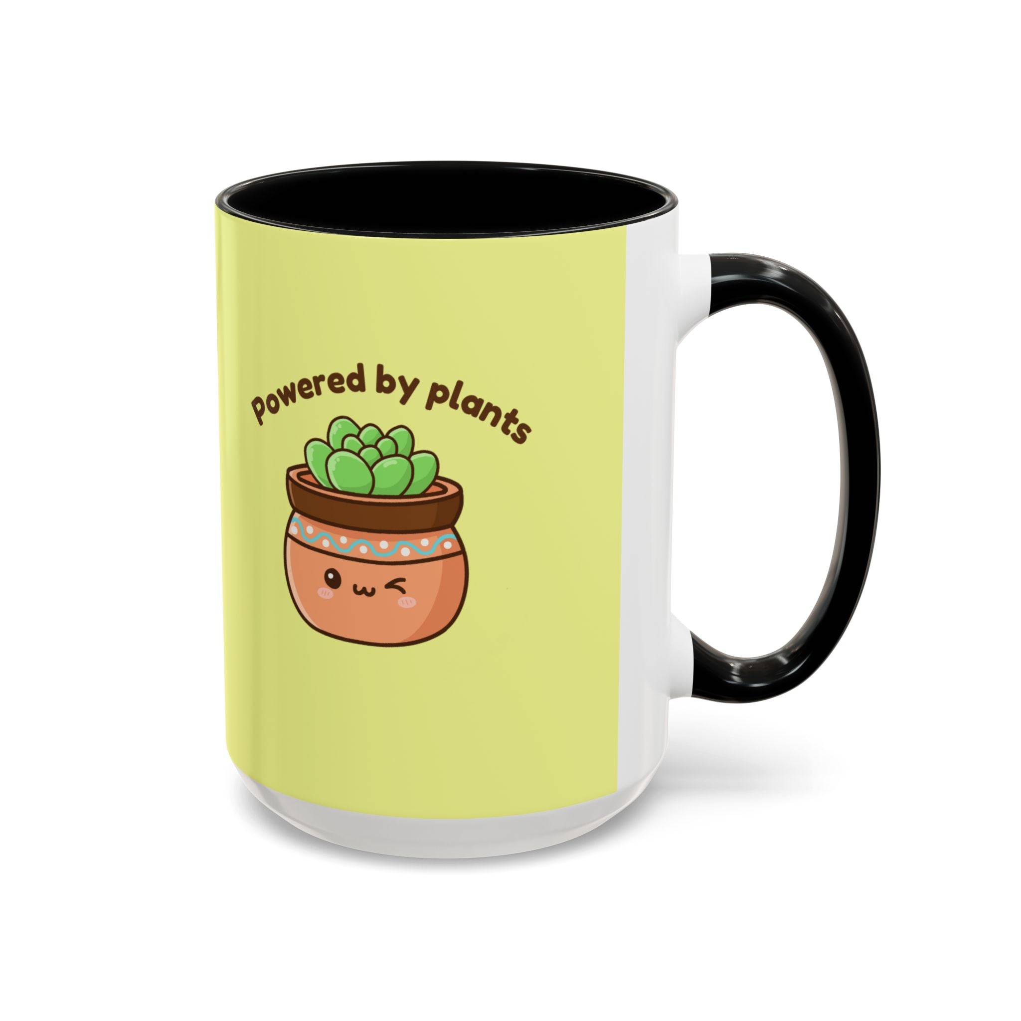 Powered by Plants Succulent Coffee Mug – Cute Kawaii Plant Lover Gift (11/15oz)