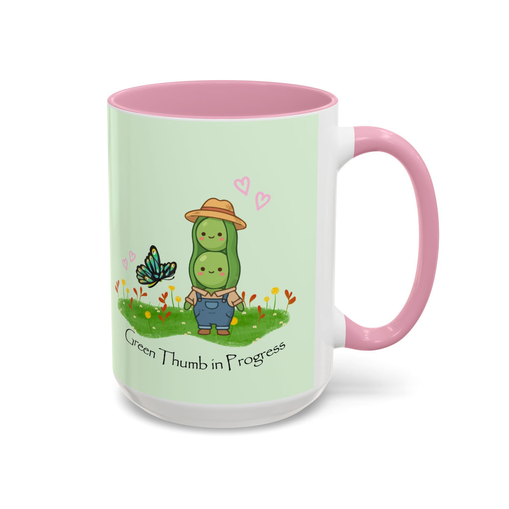 Garden Pea Mug — "Green Thumb in Progress" Cute Plant Lover Coffee Cup