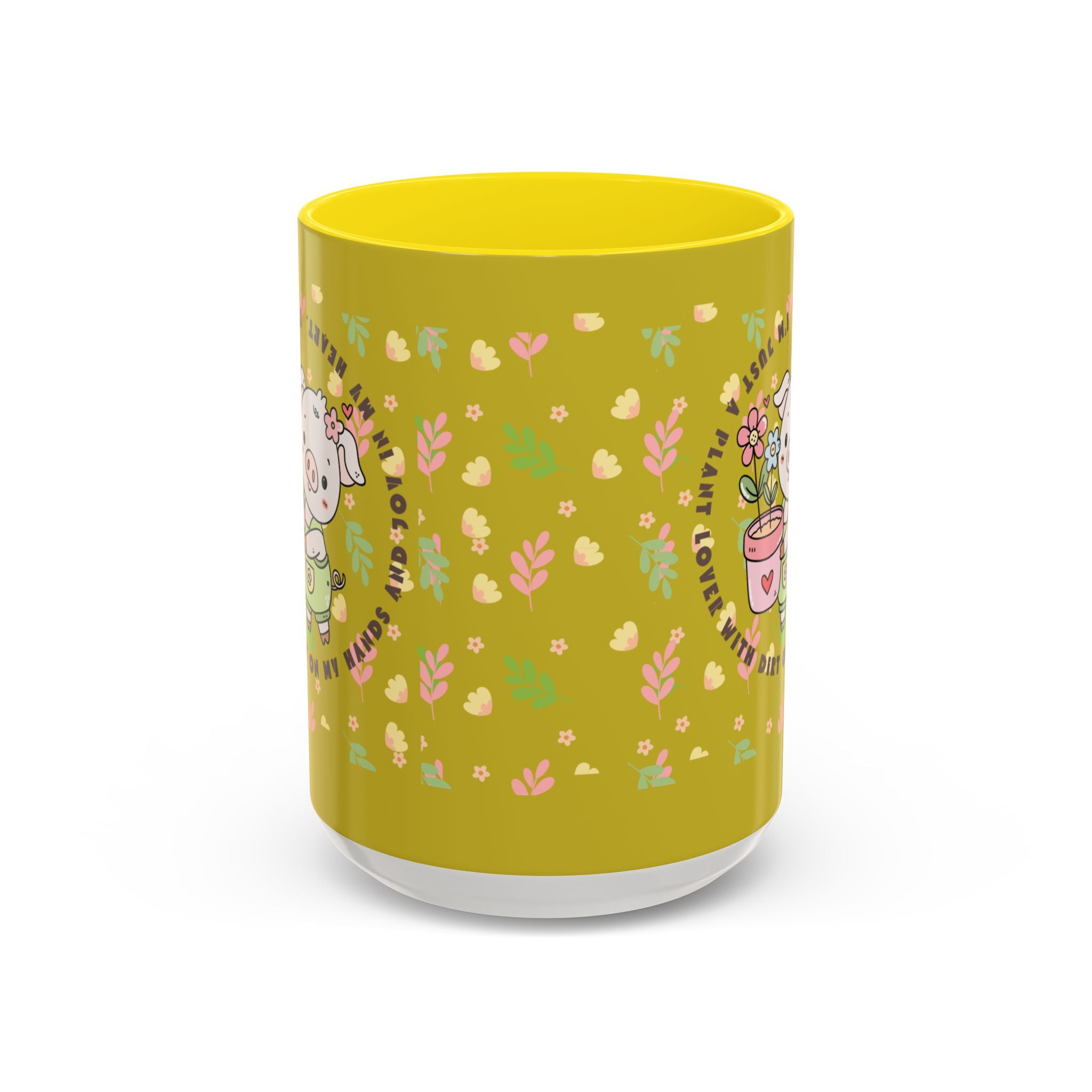 Cute Piglet Gardening Coffee Mug — "My Heart Is In The Dirt" Accent Mug