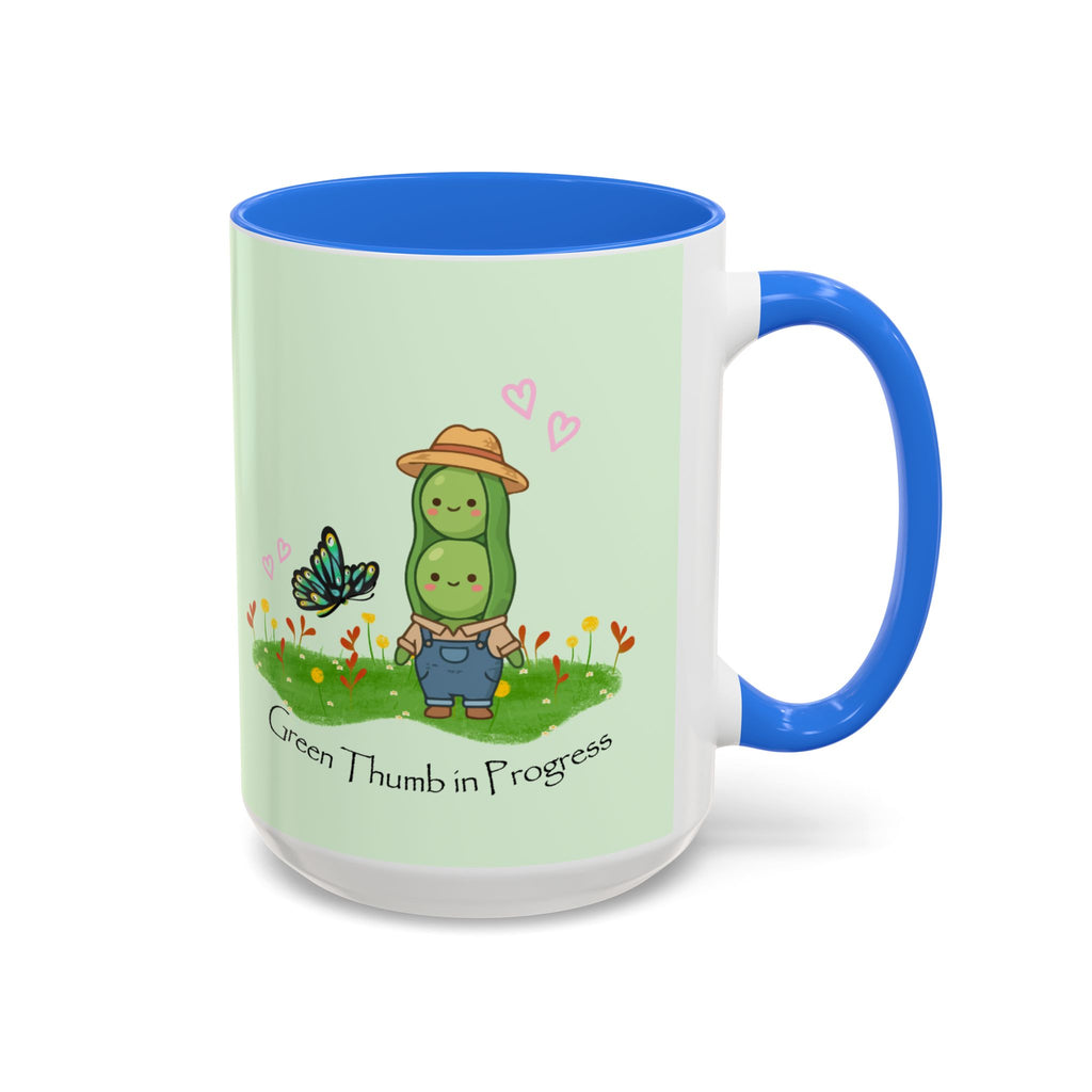 Garden Pea Mug — "Green Thumb in Progress" Cute Plant Lover Coffee Cup