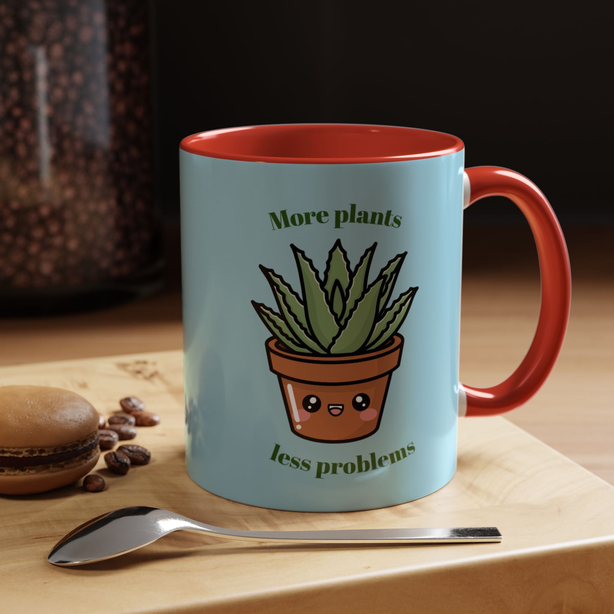 Cute Plant Lover Coffee Mug — "More Plants, Less Problems" Accent Ceramic Mug