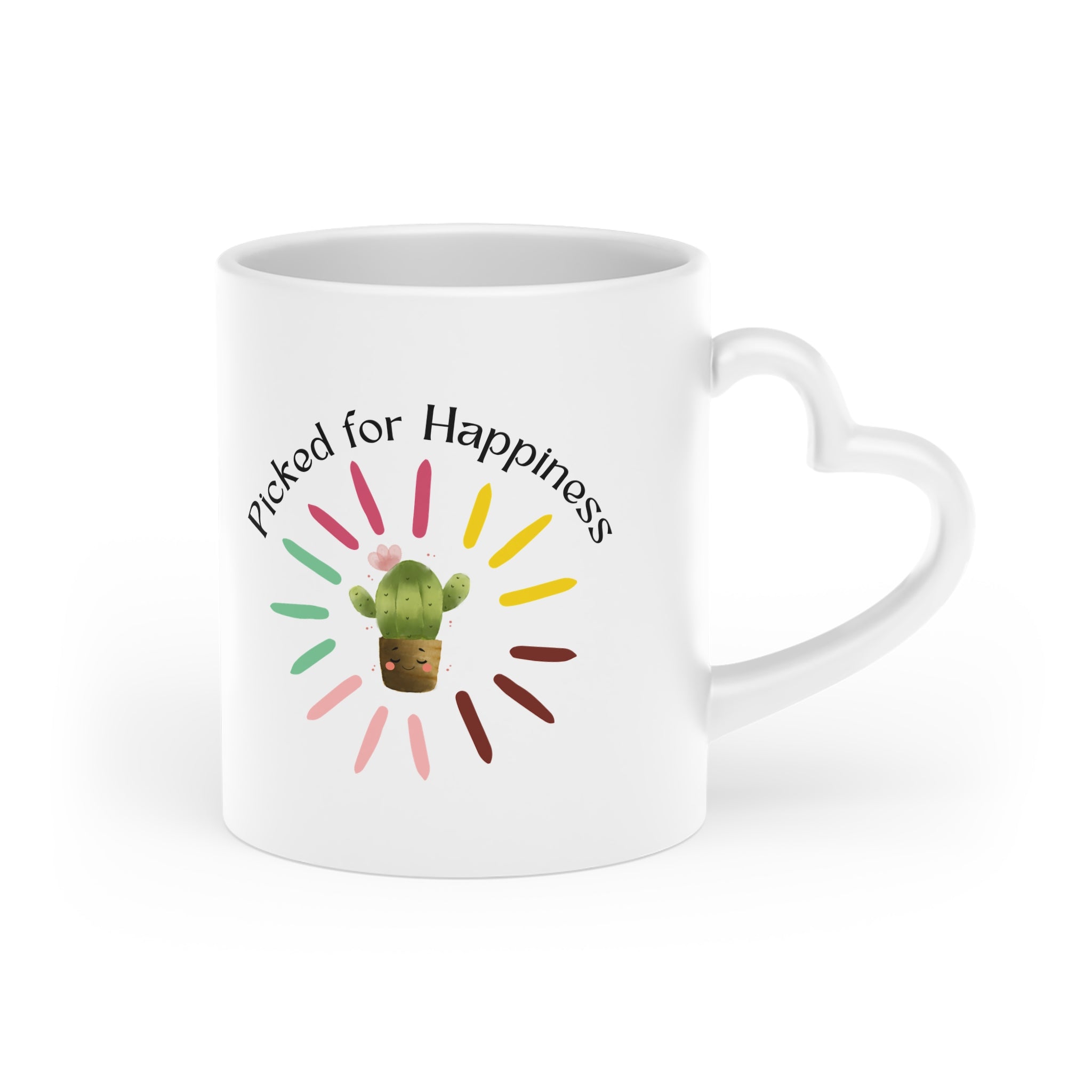 Cactus "Picked for Happiness" Mug — Cute Green Succulent Coffee Cup