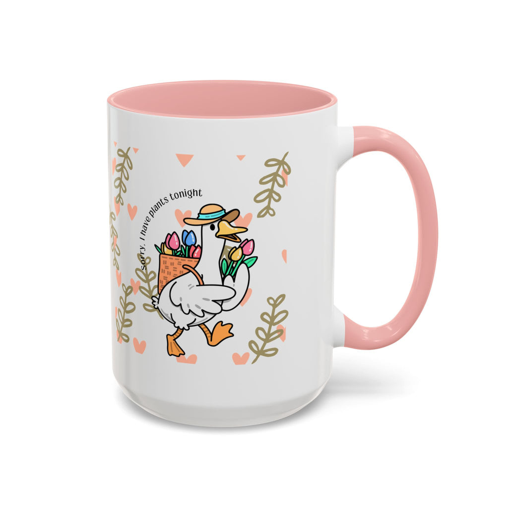 Coffee Mug — Cute Duck Carrying Plants “I Have Plants Tonight” Accent Mug