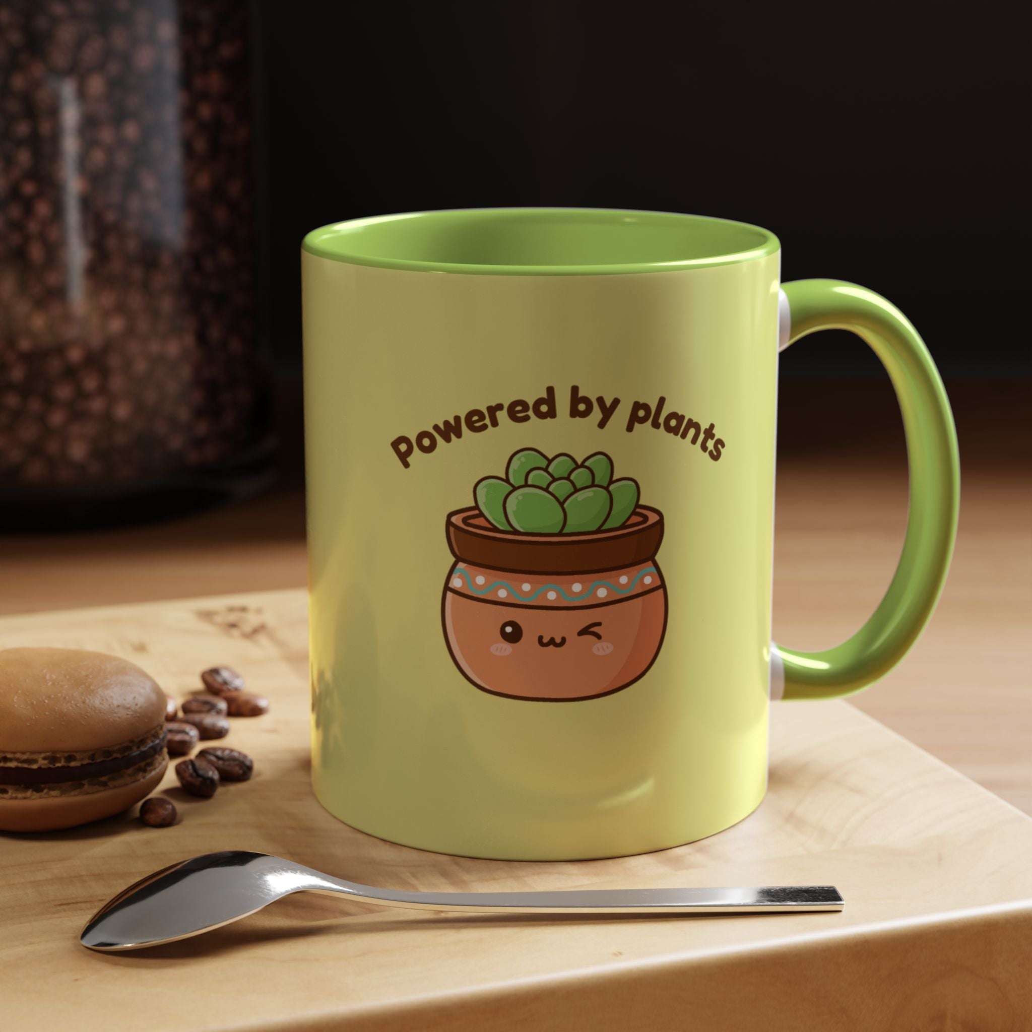 Powered by Plants Succulent Coffee Mug – Cute Kawaii Plant Lover Gift (11/15oz)