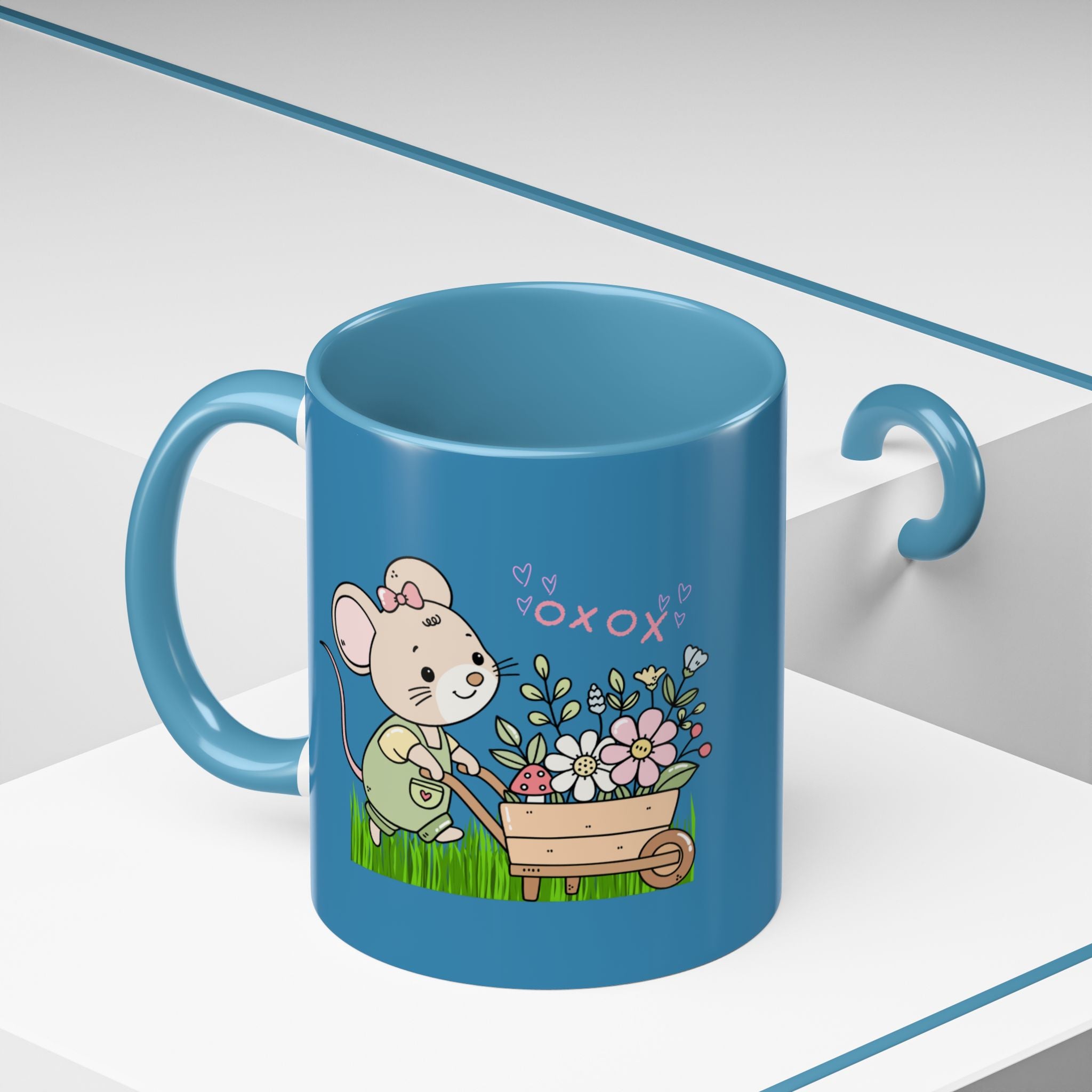 Cute Mouse Floral Coffee Mug — 'XOXO' Accent 11/15oz