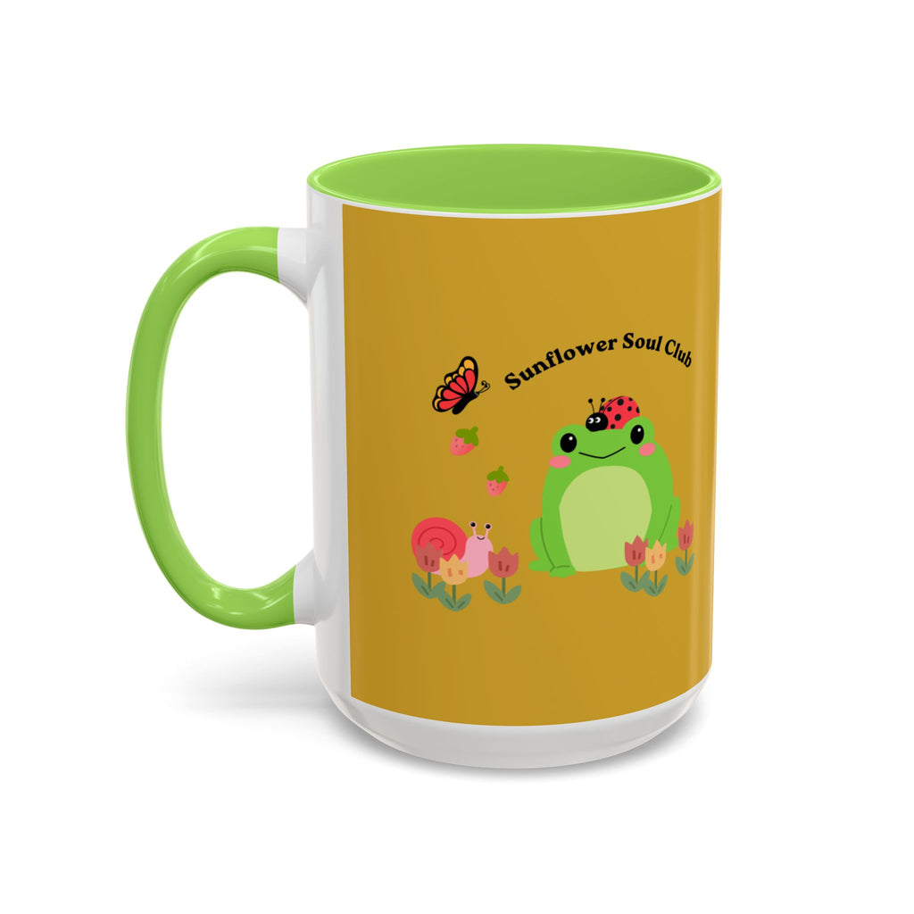 Sunflower Soul Club Frog Mug — Cute Floral Coffee Cup (11oz, 15oz)