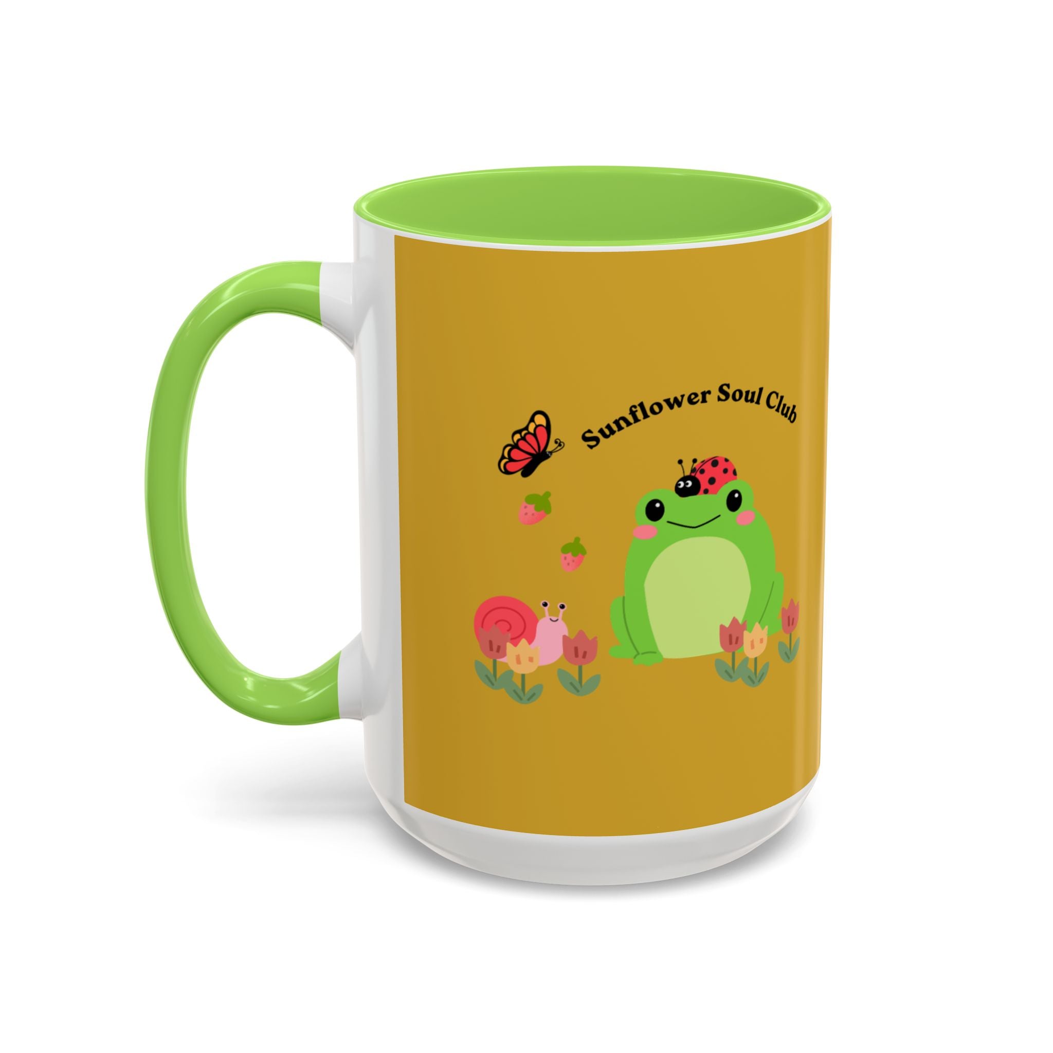 Sunflower Soul Club Frog Mug — Cute Floral Coffee Cup (11oz, 15oz)