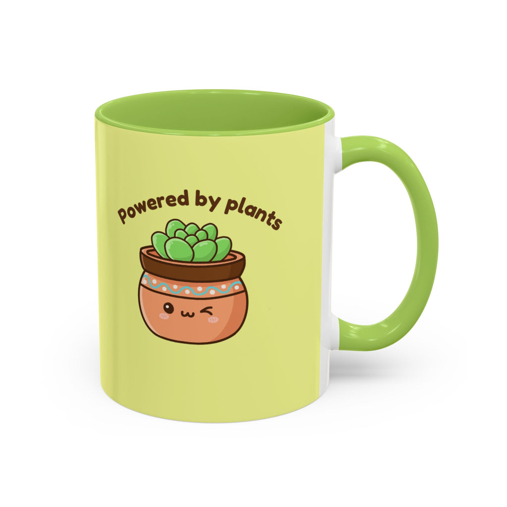 Powered by Plants Succulent Coffee Mug – Cute Kawaii Plant Lover Gift (11/15oz)